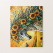 馬のひまわり夕焼け ジグソーパズル (縦)