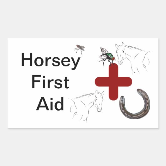 馬のような応急処置 長方形シール (正面)