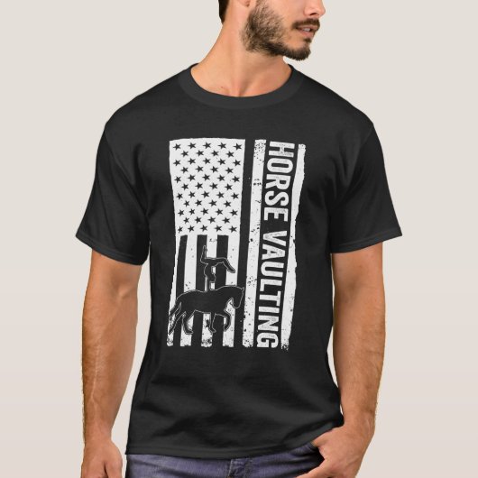 馬のアメリカ国旗 バールティング 馬術 Tシャツ (正面)