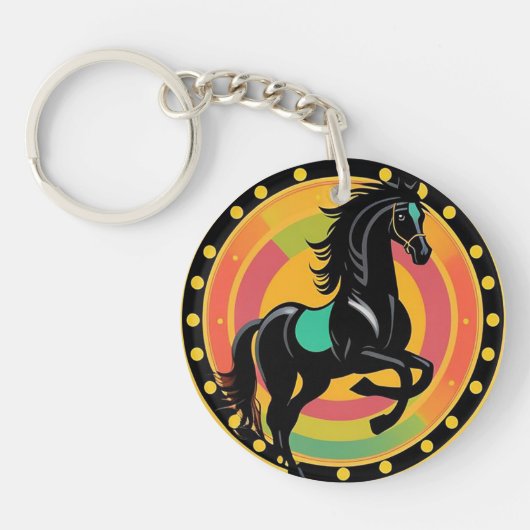 🐴 馬のアートのギフト - 毎日使える 🐴 キーホルダー (正面)