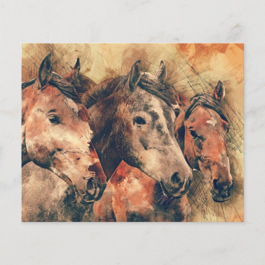 馬のアートウォーターカラー絵画 装飾 チラシ (正面)