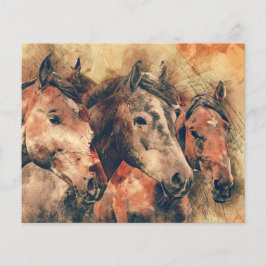 馬のアートウォーターカラー絵画 装飾 チラシ