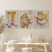 馬のアート、カウガールの装飾、ウェスタン牧場 ポスター