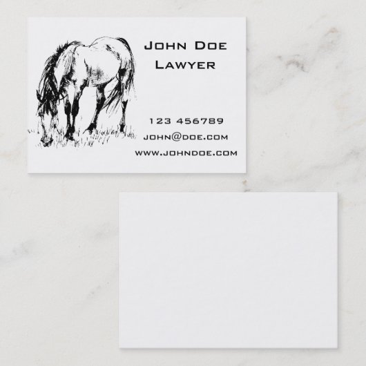 馬のイラストレーションを牧草を食べること 名刺 (正面/裏面)