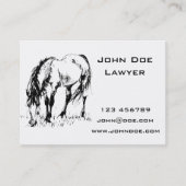 馬のイラストレーションを牧草を食べること 名刺 (正面)