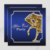 馬のウマ科のなパーティーのイベントショーの暗藍色 招待状 (正面/裏面)