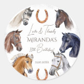馬のエレガントな誕生日パーティーの好意 ラウンドシール (正面)