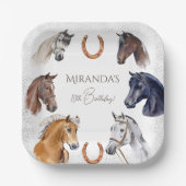 馬のエレガントな誕生日パーティー ペーパープレート (正面)