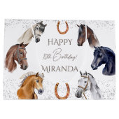 馬のエレガントな誕生日パーティー ラージペーパーバッグ (裏面)