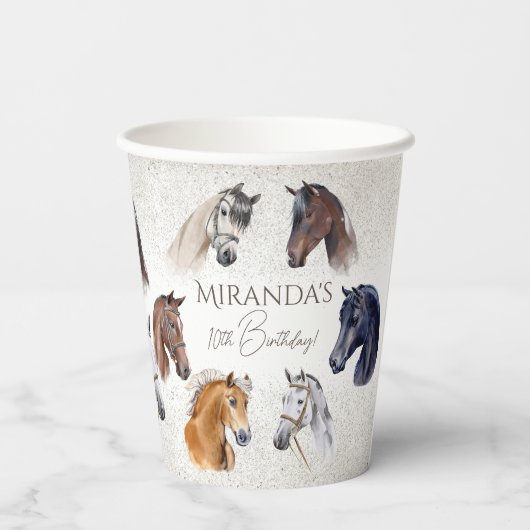 馬のエレガントな誕生日パーティー 紙コップ (裏面)