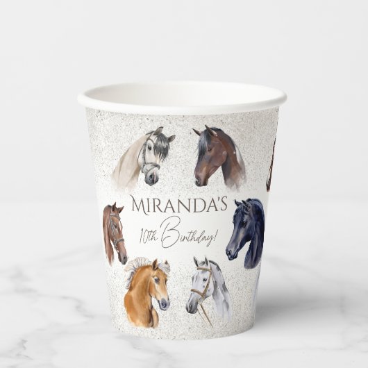 馬のエレガントな誕生日パーティー 紙コップ (正面)