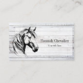 馬のエレガントスケッチ黒白の馬術 名刺 (裏面)