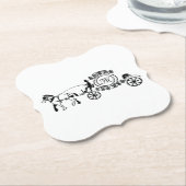 馬のエレガント結婚描ワゴンのモノグラム ペーパーコースター (アングル)