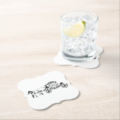 馬のエレガント結婚描ワゴンのモノグラム ペーパーコースター (インサイチュ)