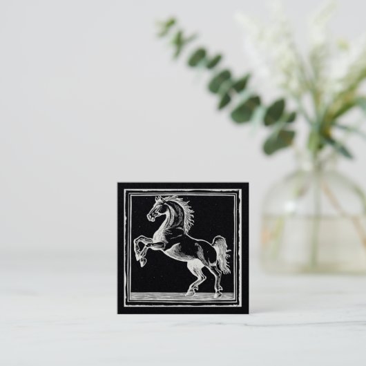 馬のエレガント訓練ブラックエクエストリアン スクエア名刺 (スタンド正面)