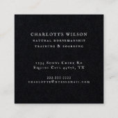 馬のエレガント訓練ブラックエクエストリアン スクエア名刺 (裏面)