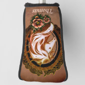 馬のエレガント頭は花で飾られた。 ゴルフヘッドカバー (回転90)