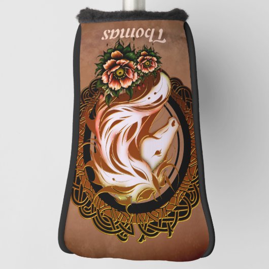 馬のエレガント頭は花で飾られた。 ゴルフヘッドカバー (回転90)