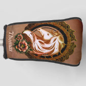 馬のエレガント頭は花で飾られた。 ゴルフヘッドカバー (正面)