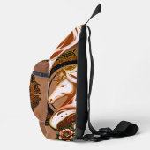 馬のエレガント頭は花で飾られた。 スリングバッグ (右)