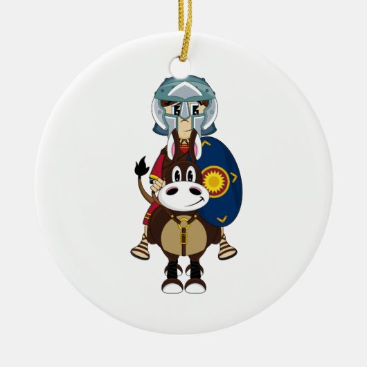 馬のオーナメントのローマの剣闘士 セラミックオーナメント (正面)