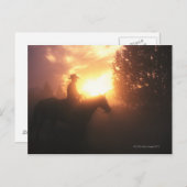 馬のカウボーイのシルエット ポストカード (正面/裏面)