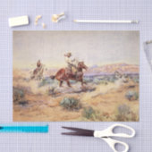 馬のカウボーイズ投げ縄で狼をロープ 薄葉紙 (クラフト)