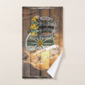 馬のカウボーイブーツ馬蹄型ヒマワリ バスタオルセット (ハンドタオル)