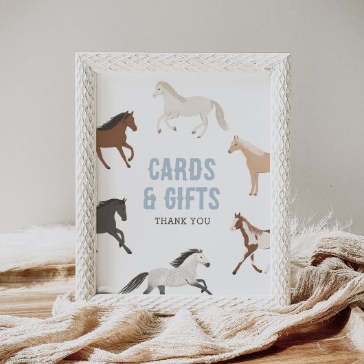 馬のカウボーイ馬術の誕生日カードとギフト ポスター