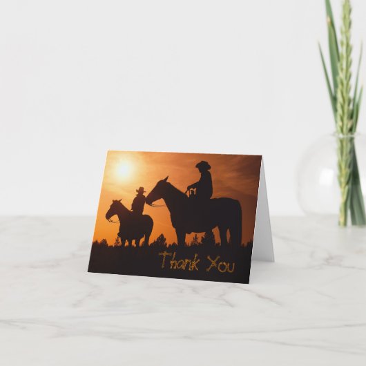 馬のカウボーイ、ノートありがとう サンキューカード (正面)
