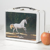 馬のカスタマイズ写真馬乗り メタルランチボックス (インサイチュ)