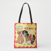 馬のカスタムな文字のトートバックを持つ女性のカーボーイの子供 トートバッグ (正面)