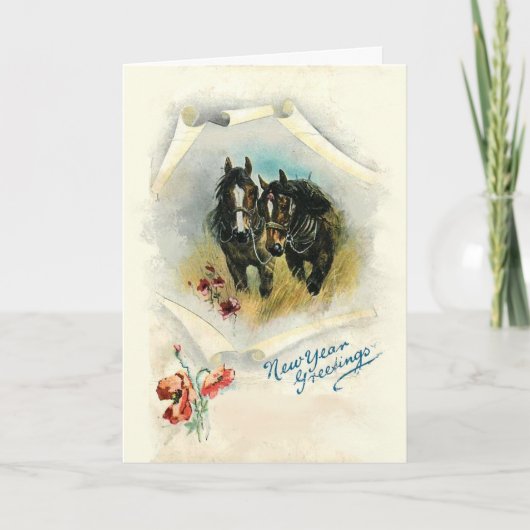 馬のカスタムクリスマスグリーティングカード シーズンカード (正面)