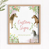 馬のカスタム誕生日パーティの編集可能な誕生日のサイン ポスター