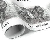 馬のカップル、鉛筆のスケッチは、個人化なります ラッピングペーパー (ロールコーナー)