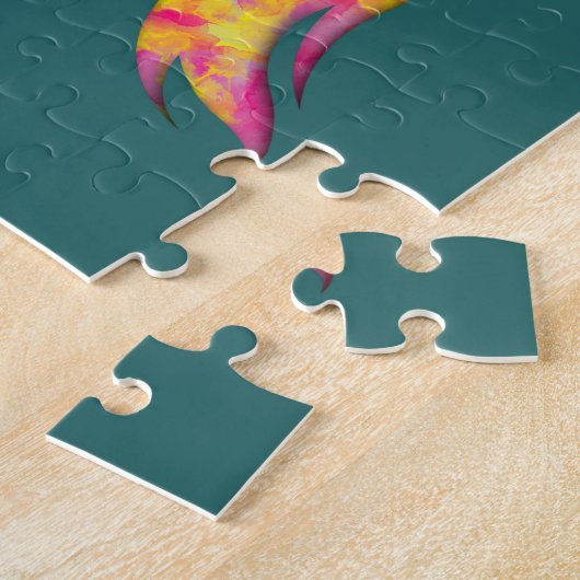 馬のカラフルシルエットフレイムの抽象芸術エレガント ジグソーパズル (側面)