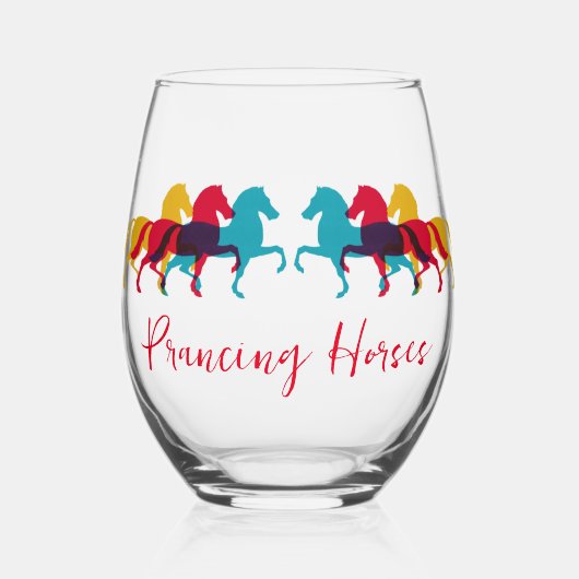 馬のカラフルワイングラスを突く ステムなしワイングラス (正面)
