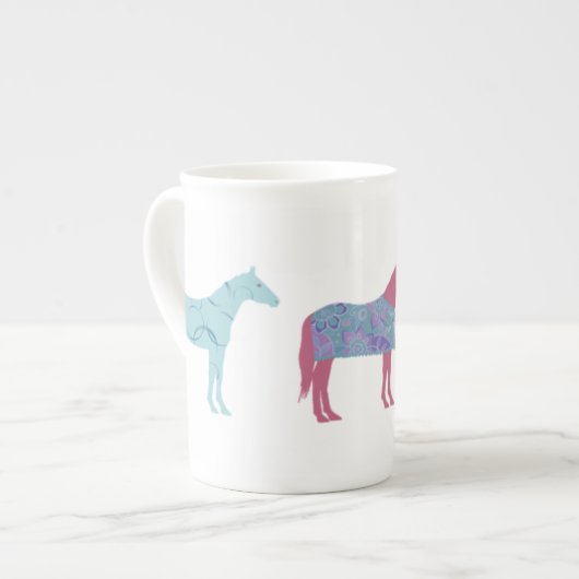 馬のカラフル柄 ボーンチャイナマグカップ (正面左)