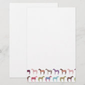 馬のカラフル柄 便箋 (正面/裏面)