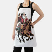 馬のクリスマスに乗るカウボーイサンタクロース エプロン (インサイチュ)