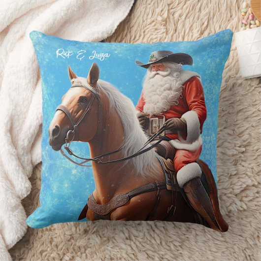 馬のクリスマスに西の帽子をかぶったサンタクロース クッション (ブランケット)