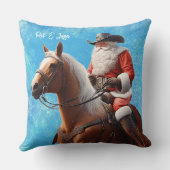 馬のクリスマスに西の帽子をかぶったサンタクロース クッション (裏面)