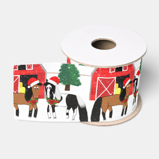 馬のクリスマスのリボン グログランリボン