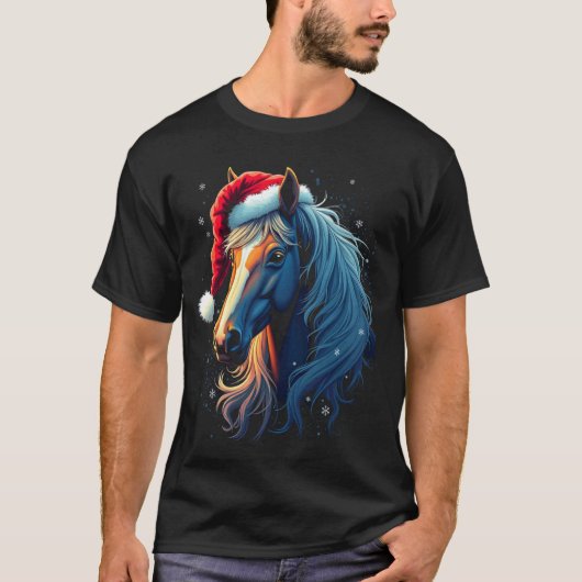 馬のクリスマスアート Tシャツ (正面)