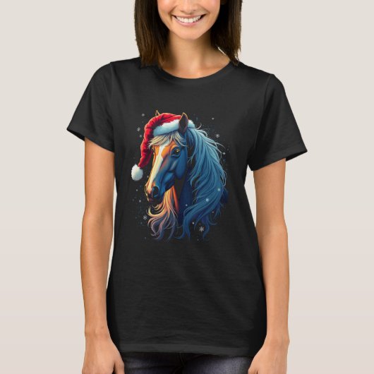 馬のクリスマスアート Tシャツ (正面)