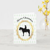 馬のクリスマスカードにカナダの山 カード (黄色い花)