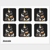 馬のクリスマスツリーのかわいい乗馬のギフト スクエアシール (シート)