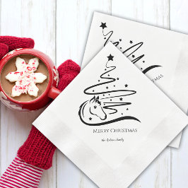 馬のクリスマスツリー黒い白い馬術 縁ありカクテルナプキン