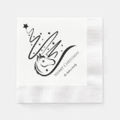 馬のクリスマスツリー黒い白い馬術 縁ありカクテルナプキン (正面)