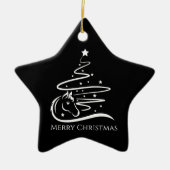 馬のクリスマスツリー黒白の馬術 セラミックオーナメント (正面)